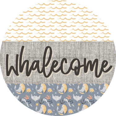 Door Hanger, Funny Nautical Sign, Whalecome Sign, Whale Sign, Beach Sign, Turtle Sign, 18